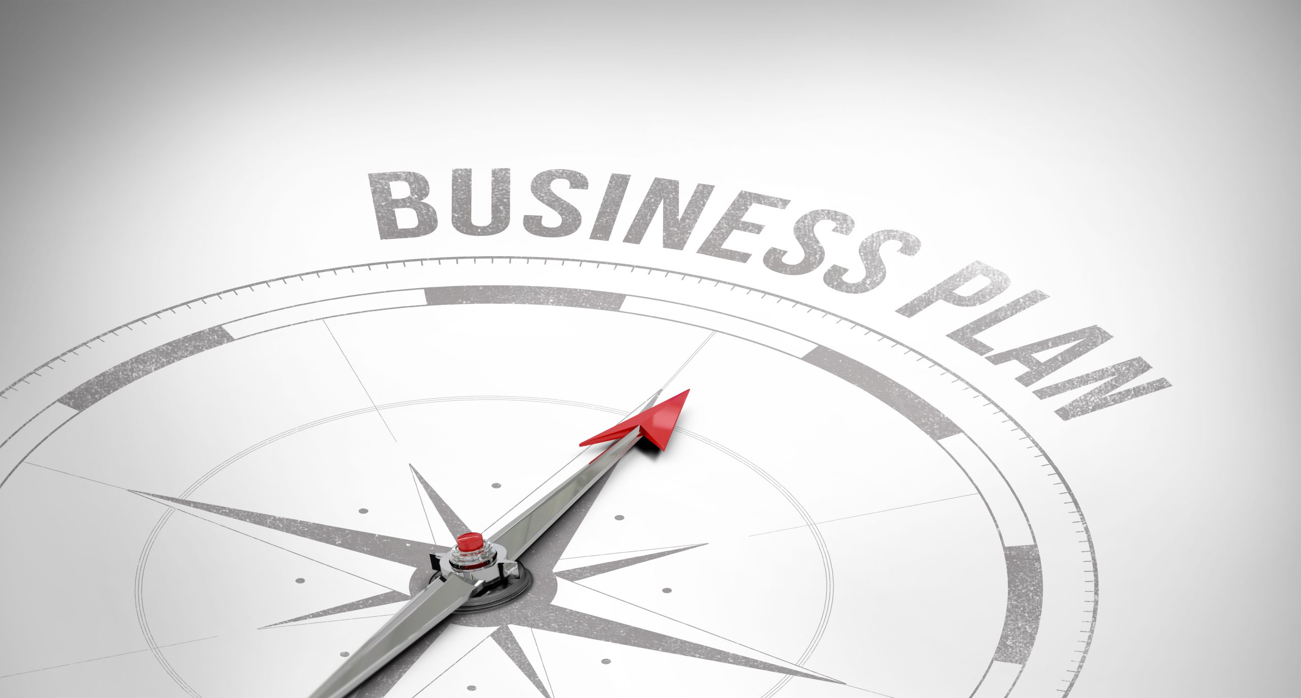 The word business plan against compass